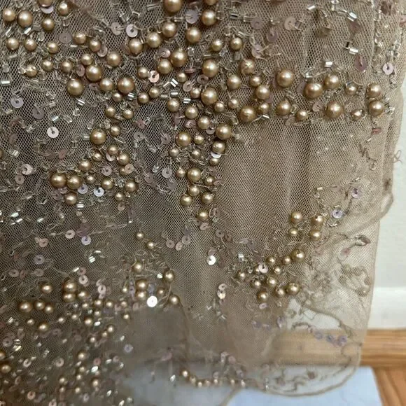 Mac duggal long sleeve sequin beaded sheath gown in mocha style 5177 size 6 - Picture 13 of 16